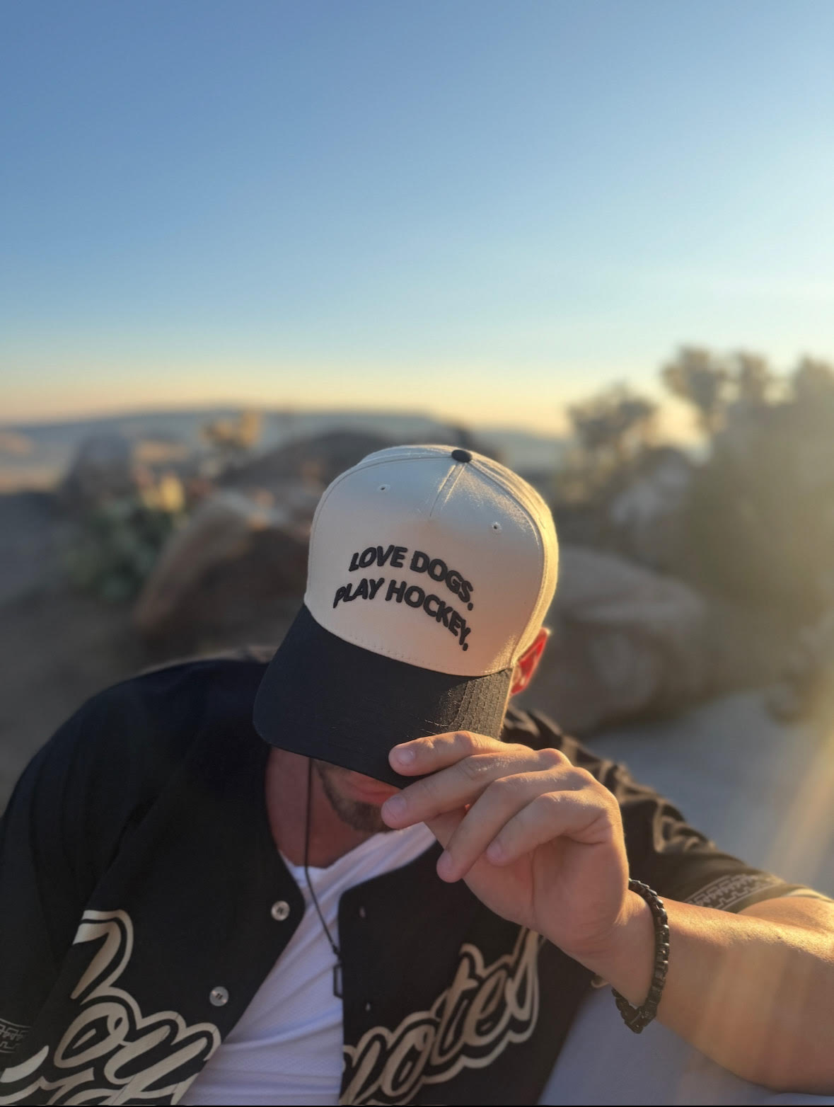 Signature Puff Hat – “Love Dogs. Play Hockey.”
